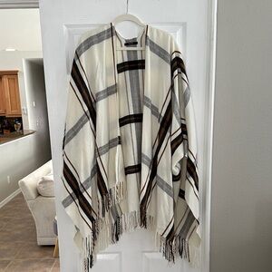 Forever 21 Cream and Brown Striped Shawl